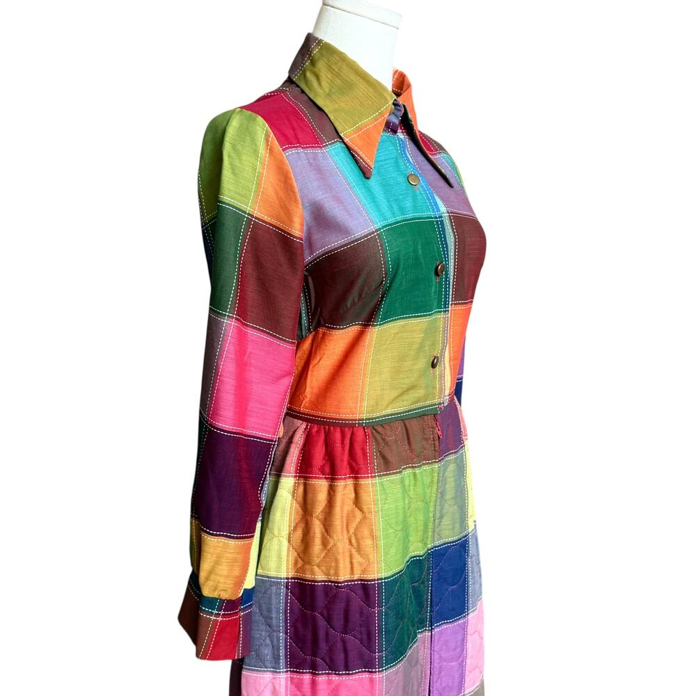 Nova Loungewear 1970s Vintage Dress Coat Quilted Skirt Size Fit S Long Sleeves - Picture 10 of 14